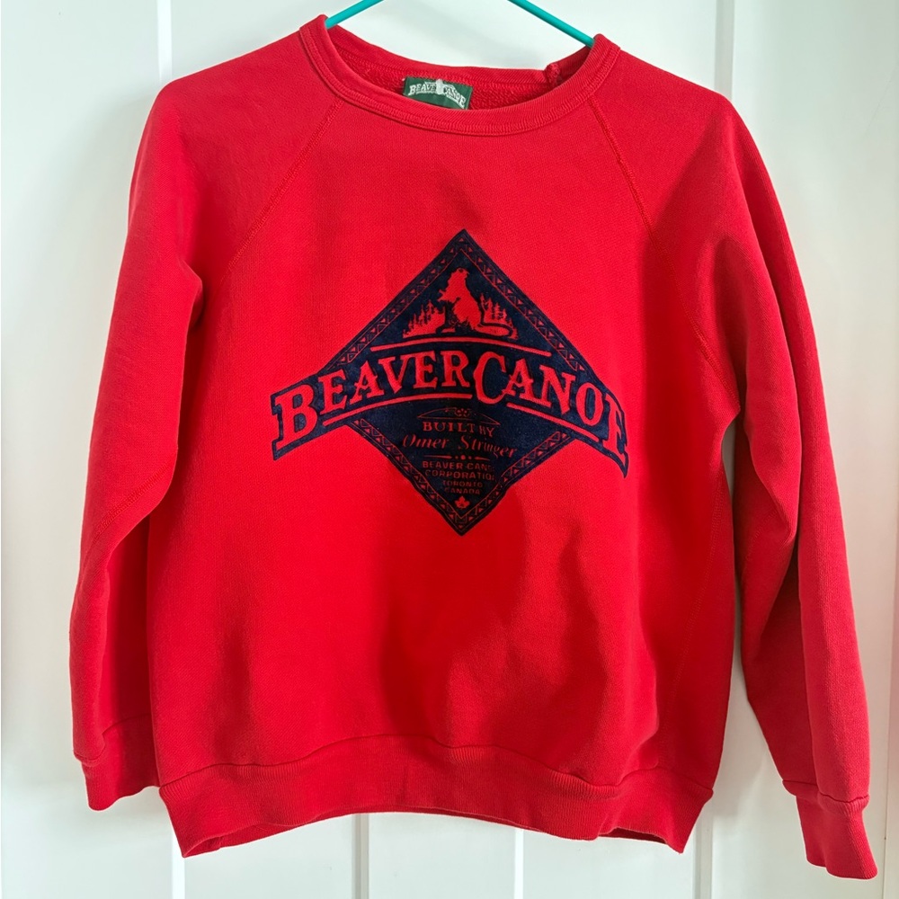 **vintage 90's** Beaver Canoe 
Vibrant Red crewneck sweatshirt
